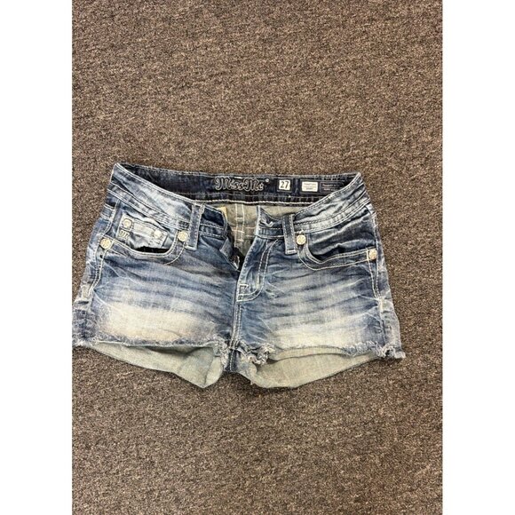 Miss Me Pants - Miss Me Signature Shorts Womens 27 Bling Embellished Pockets Frayed Cutoff Jean